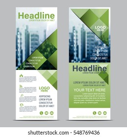 Greenery Roll up layout template mock up. flag flyer banner backdrop design. vector illustration background