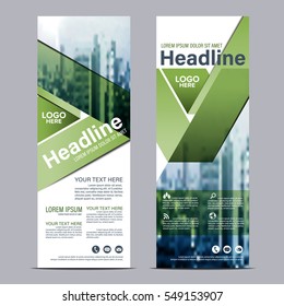 Greenery Roll up layout template mock up. flag flyer banner backdrop design. vector illustration background