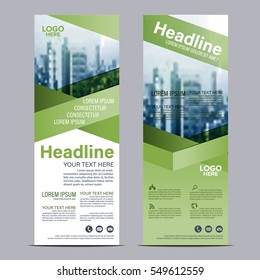 Greenery Roll up layout template mock up. flag flyer banner backdrop design. vector illustration background