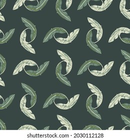 Greenery seamless pattern with doodle abstract banana leaf elements print. Nature ornament. Vector illustration for seasonal textile prints, fabric, banners, backdrops and wallpapers.