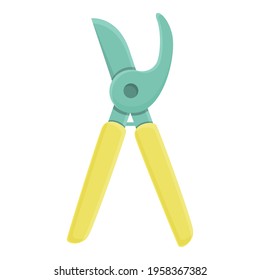 Icono de secateurs verdes. Caricatura de secateurs verdes icono vectorial para diseño web aislado en fondo blanco