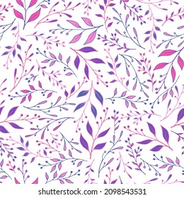 Greenery sprouts pattern seamless vector. Stylish berry branches ornament. Textile graphic design. Fresh grass sprouting plant pattern background. Ecology wallpaper.
