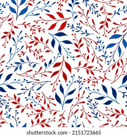 El patrón de la vegetación brota sin fisuras vectores. Elegante ornamento de hierbas de baya. Diseño gráfico textil. Fondo decorativo de plantas que brotan césped. Fondo de pantalla forestal.