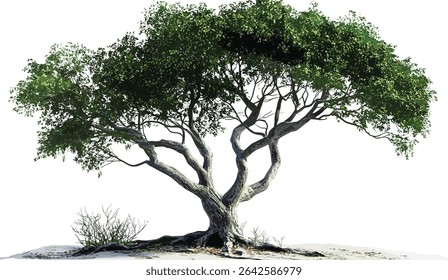 Greenery tree, dead tree, vector illustrations, realistic, transparent backgrounds, nature elements, isolated, eco design, forest, landscape, foliage, botanical, environment