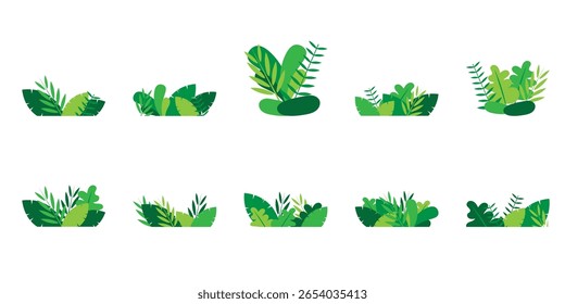 Greenery Tropical Sträucher Vektorpaket