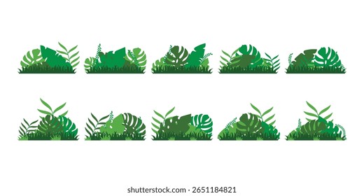 Greenery Tropical Shrubs Vector Collection