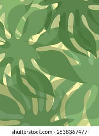 Greenery vector backdrop idea for textile, home decor, banner poster, template, post card, rugs and carpet. Tropical background, hand drawn rectangular orientation. Trendy Hawaiian backdrop.