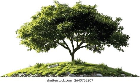 Greenery vector, transparent background, perennial tree, landscaped growth, grassy cutout, tropical foliage, jungle plant, nature botanic, rainforest leaves, eco friendly