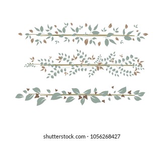 greenery vintage leaves strips decorative elements