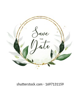 Greenery Watercolor Floral Frame Vector 