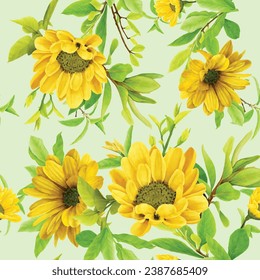 Greenery watercolor floral seamless pattern design