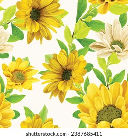Greenery watercolor floral seamless pattern design