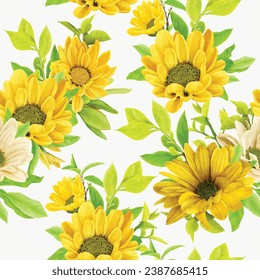 Greenery watercolor floral seamless pattern design