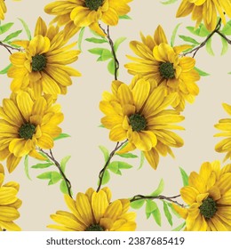 Greenery watercolor floral seamless pattern design
