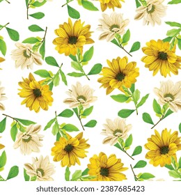 Greenery watercolor floral seamless pattern design