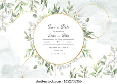 Greenery watercolor Floral wedding invitation template card design