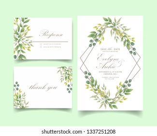 greenery wedding invitation