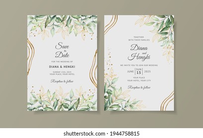 greenery wedding invitation card template