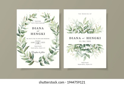 greenery wedding invitation card template