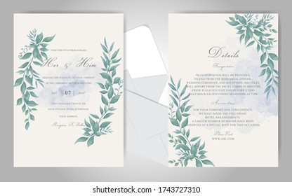 Vorlage für Greenery Wedding Einladungskarten