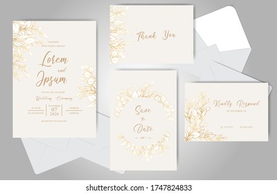 Wedding Invitation Cards Collection Save Date Stock Vector (Royalty ...