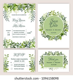 Greenery Wedding Invitation Suite Printable.