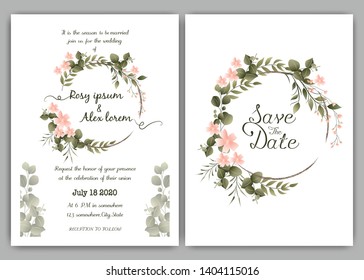 Greenery Wedding Invitation ,Template Eucalyptus  Wedding Invitation.