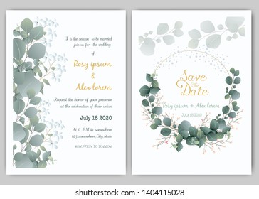 Greenery Wedding Invitation ,Template Eucalyptus  Wedding Invitation.