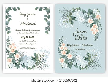 Greenery Wedding Invitation ,Template Eucalyptus  Wedding Invitation.