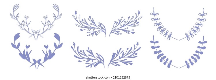 Greenery wreath hand drawn  elements for design