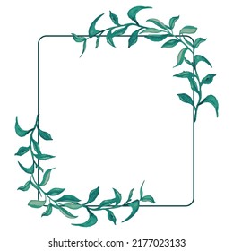 Greenery wreath , watercolor painting for wedding invitations or card