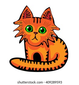 The green-eyed kitten. Cartoon.