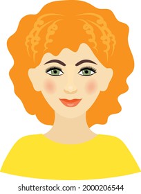 a green-eyed, red-haired girl. a bright character. brown-haired. the blonde. colorful hand-drawn drawing. the avatar.