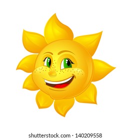green-eyed sun with freckles