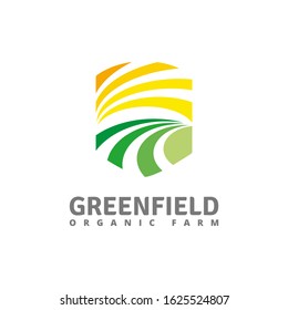 Greenfield logo vector template for organic farm and agriculture business.