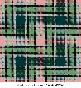 Green,Gray,Black and Pink Tartan Plaid Scottish Seamless Pattern. Texture from tartan, plaid, tablecloths, shirts, clothes, dresses, bedding, blankets and other textile.