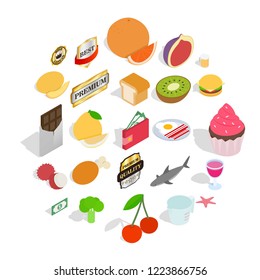 Greengrocery icons set. Isometric set of 25 greengrocery vector icons for web isolated on white background