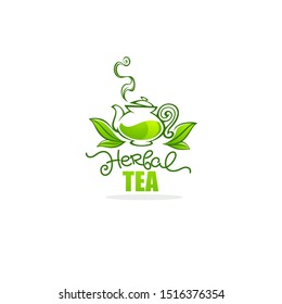 Green,herbal, Organic Tea, Vector Logo Template Design