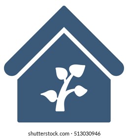 Greenhouse Building vector icon. Flat blue symbol. Pictogram is isolated on a white background. Designed for web and software interfaces.