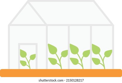 Concepto de invernadero, diseño de iconos de color vectorial de invernadero, símbolo de agricultura y agricultura, símbolo de vida de aldea, ilustración de población rural y ganadera