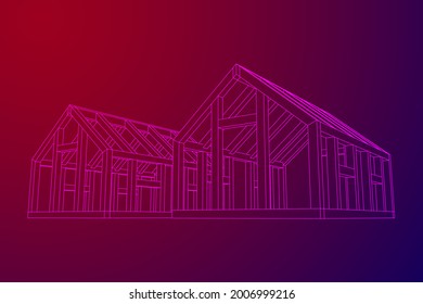 Greenhouse construction frame. Hothouse building object or framing house. Warm house Vector illustration. Glasshouse concept image