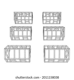 Gewächshaus-Konstruktionsrahmen. Wohnungsbauobjekt oder Bauhaus. Warmes Haus, Vektorgrafik. Glasshouse-Konzeptbild