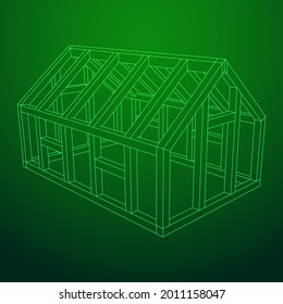 Greenhouse construction frame. Hothouse building object or framing house. Warm house Vector illustration. Glasshouse concept image