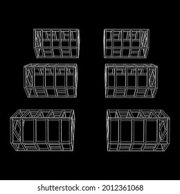 Greenhouse construction frame. Hothouse building object or framing house. Warm house Vector illustration. Glasshouse concept image