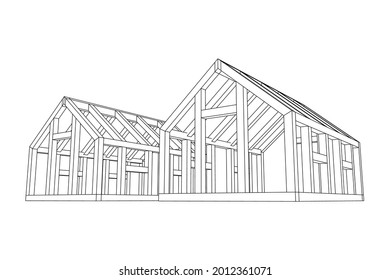 Marco de construcción de invernadero. Objeto de construcción de invernadero o casa de encuadernación. Ilustración del vector de la casa cálida. Imagen de concepto de invernadero
