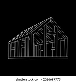 Marco de construcción de invernadero. Objeto de construcción de invernadero o casa de encuadernación. Ilustración del vector de la casa cálida. Imagen de concepto de invernadero