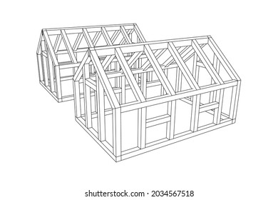 Marco de construcción de invernadero. Objeto de construcción de invernadero o casa de encuadernación. Ilustración del vector de la casa cálida. Imagen de concepto de invernadero