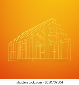 Greenhouse construction frame. Hothouse building object or framing house. Warm house Vector illustration. Glasshouse concept image