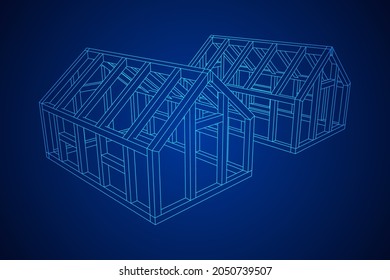 Greenhouse construction frame. Hothouse building object or framing house. Warm house Vector illustration. Glasshouse concept image
