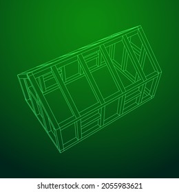 Greenhouse construction frame. Hothouse building object or framing house. Warm house Vector illustration. Glasshouse concept image